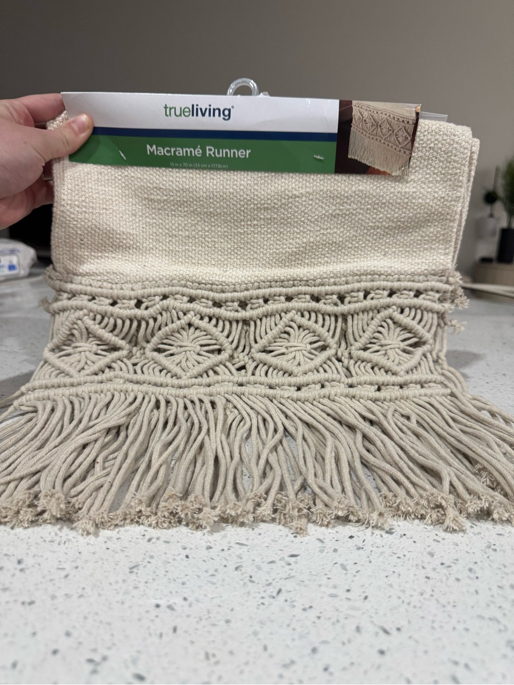 Macramé Table Runner in Natural Cream
